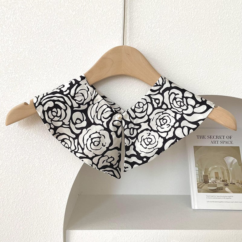 Yi Jue női galléros sál, gyöngyös kapoccsal, totem mintázat, poliészter szövés belső poliészter bélés, japán-koreai édes stílus, tavasz 2023