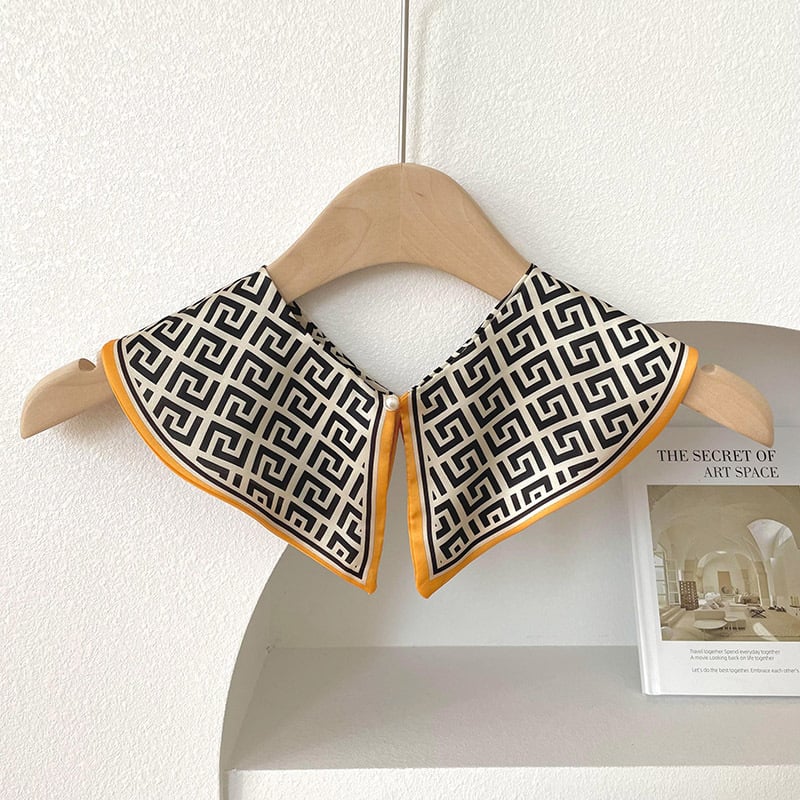 Yi Jue női galléros sál, gyöngyös kapoccsal, totem mintázat, poliészter szövés belső poliészter bélés, japán-koreai édes stílus, tavasz 2023