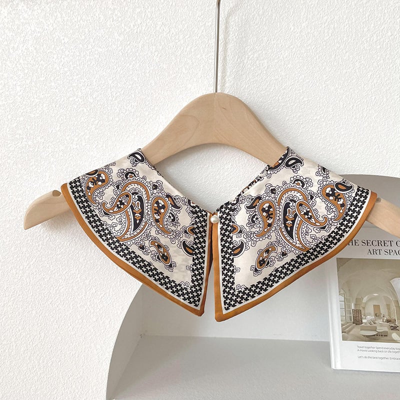 Yi Jue női galléros sál, gyöngyös kapoccsal, totem mintázat, poliészter szövés belső poliészter bélés, japán-koreai édes stílus, tavasz 2023