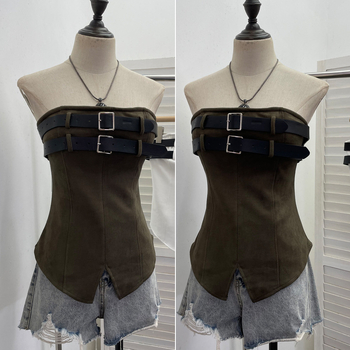 Poliestera bezplecu tops ar krūšu spilventiņu, pretslīdēšanas lentu un vidukļa jostu