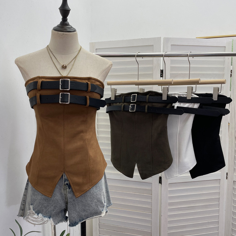 Poliestera bezplecu tops ar krūšu spilventiņu, pretslīdēšanas lentu un vidukļa jostu