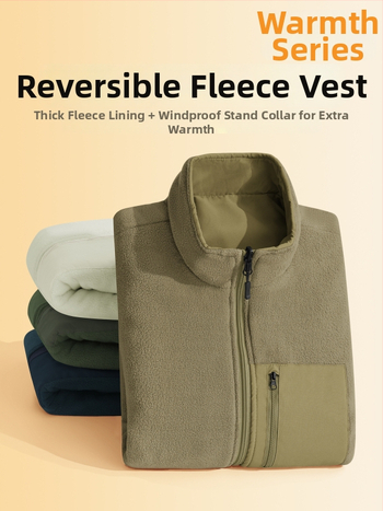 Vējizturīga divpusēja flīses veste ar augstu apkakli, rāvējslēdzējs, bieza flīsa odere, ziemai