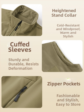 Vējizturīga divpusēja flīses veste ar augstu apkakli, rāvējslēdzējs, bieza flīsa odere, ziemai