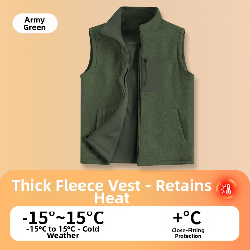 Vējizturīga divpusēja flīses veste ar augstu apkakli, rāvējslēdzējs, bieza flīsa odere, ziemai