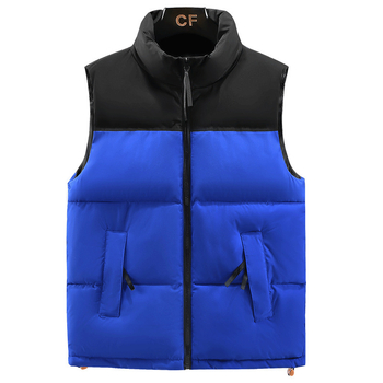 Vīriešu stand-up apkakli kokvilnas pildīta veste ziemai, rāvējslēdzējs, kapuce, logotipa drukāšana