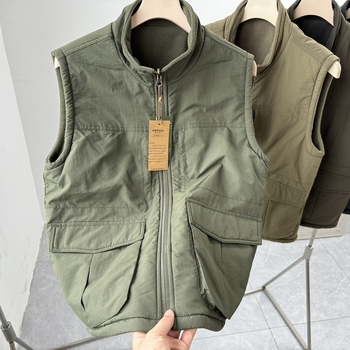 Divpusēja darba veste ar fleece iekšpusi, vēja un ūdensnecaurlaidīga, ar stāvošu apkakli