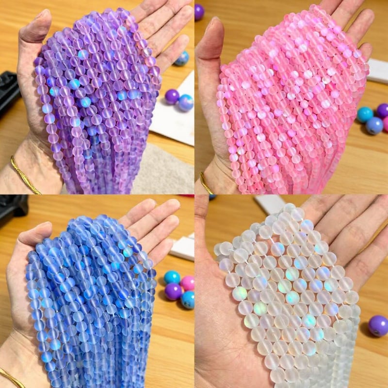 DIY set slobodnih perlica – poluproizvodi, prirodni kamen i kristal, šarene okrugle staklene perle za izradu nakita