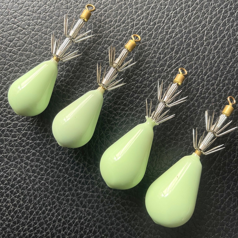 Άγκιστρο καλαμαριού για αλιεία – βιομιμητικό ομοίωμα καλαμαριού, φωτεινό, διπλού επιπέδου σχεδιασμός με 10 αγκίδες, μολύβδινο κρεμαστό (Μάρκα: GYFISHING)