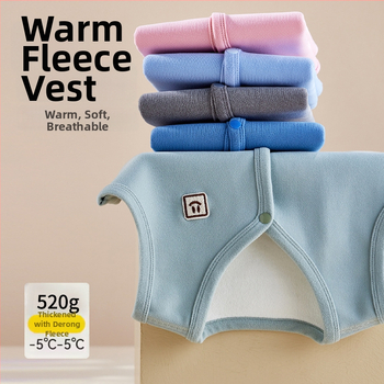 Bērnu ziemas veste ar biezāku flīsa odere, pogu slēgšana vienas rindas, poliestera odere un pildījums, vienkrāsains raksts, akadēmijas kardigāna stils