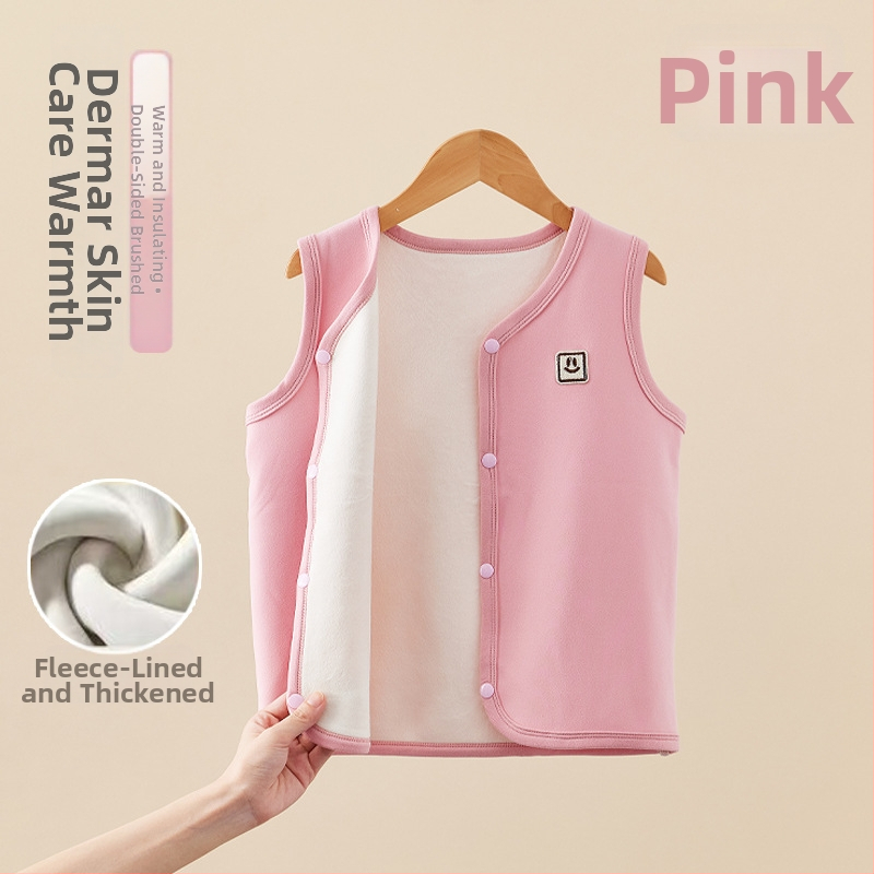 Bērnu ziemas veste ar biezāku flīsa odere, pogu slēgšana vienas rindas, poliestera odere un pildījums, vienkrāsains raksts, akadēmijas kardigāna stils