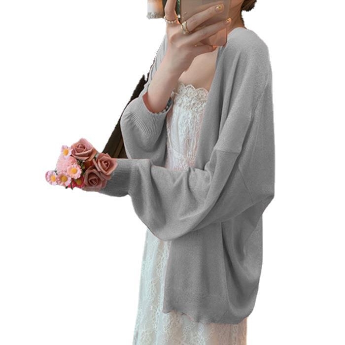 Cardigan tricotat lejer din viscoză, stil Lazy Wind, mâneci lungi, lungime medie, 95% viscoză