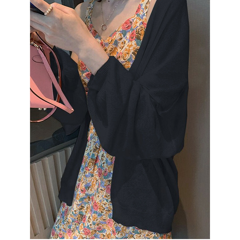 Cardigan tricotat lejer din viscoză, stil Lazy Wind, mâneci lungi, lungime medie, 95% viscoză