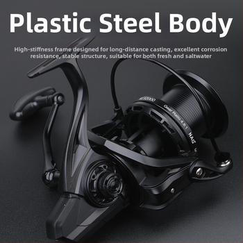 ROLLFISH dugački bacajući spinning kolut, model 14000, potpuno metalna konstrukcija, prednji kočnica, zamjenjiva ručka lijevo/desno