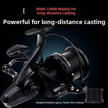 ROLLFISH dugački bacajući spinning kolut, model 14000, potpuno metalna konstrukcija, prednji kočnica, zamjenjiva ručka lijevo/desno