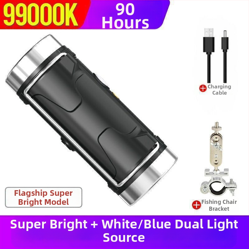 Ūdensdrošs makšķernieka LED lukturis, 30W, 1200mAh, darbības diapazons 100–200 m, uzlādējams