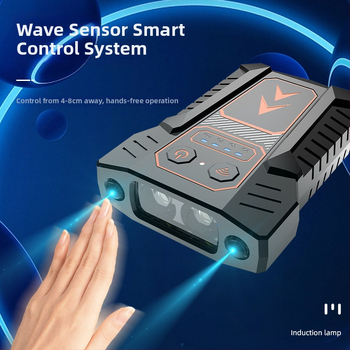 LED светлина за шапка с клип за нощен риболов, водоустойчива, зареждаща се, с индукционно захранване и ръчно управление, обхват 50–100 м