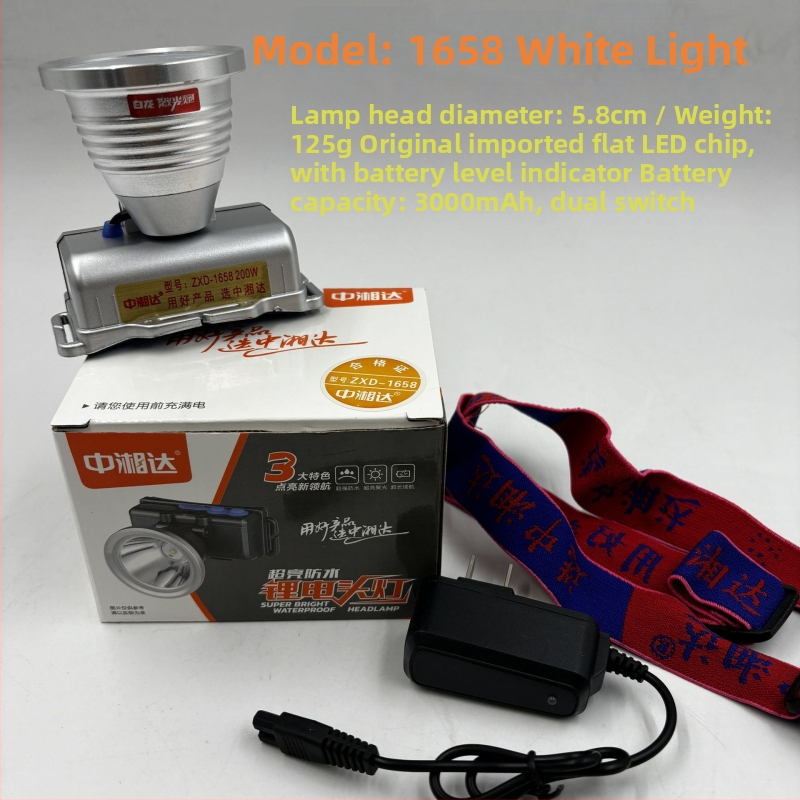 LED čelna svjetiljka – aluminijska legura, punjiva, LED izvor, Li‑ion baterija, domet 200–500 m