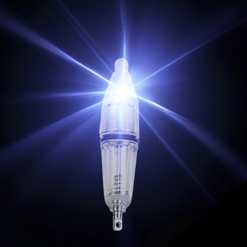 Povandeninė LED žvejybos lemputė, atspari vandeniui, maitinama baterijomis, PVC korpusas, diapazonas iki 50 m