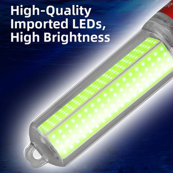 Povandeninė LED žvejybos lemputė, ABS korpusas, atspari vandeniui, didelė galia, įkroviklis įtrauktas