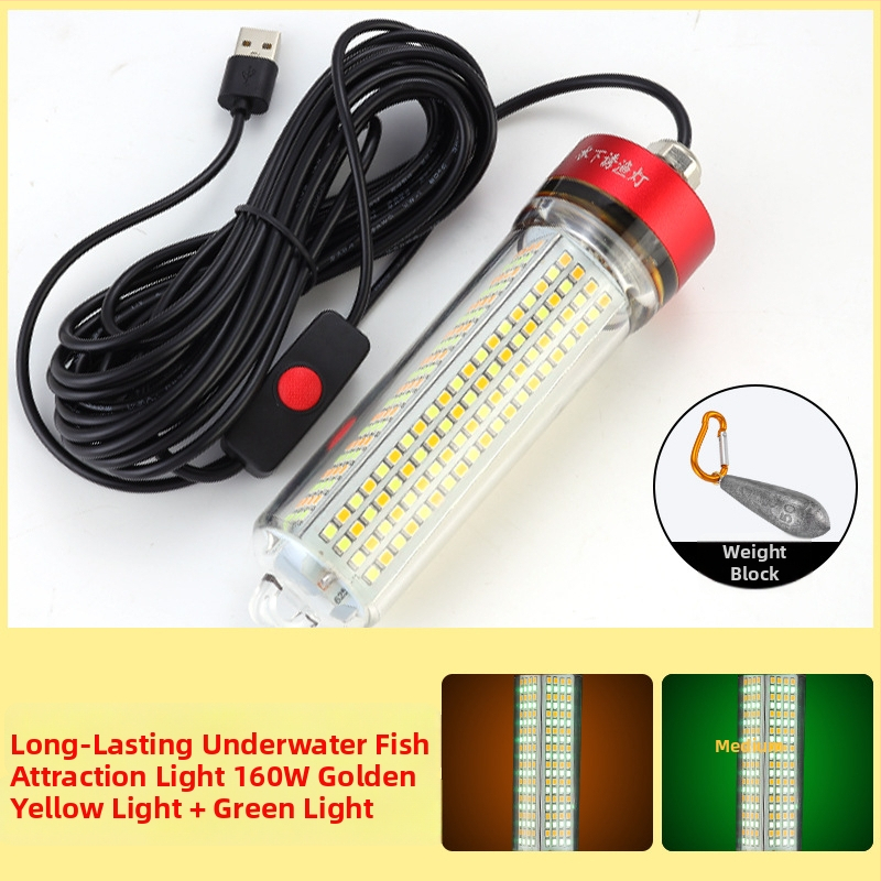 Povandeninė LED žvejybos lemputė, ABS korpusas, atspari vandeniui, didelė galia, įkroviklis įtrauktas