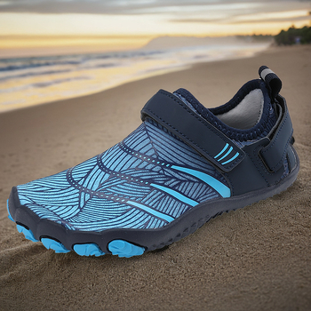 Ūdens kurpes vīriešiem un sievietēm - ātri žūstošas pludmales kurpes, anti-slīdējoša gumijas zole, sieta virsma, Velcro aizdare.