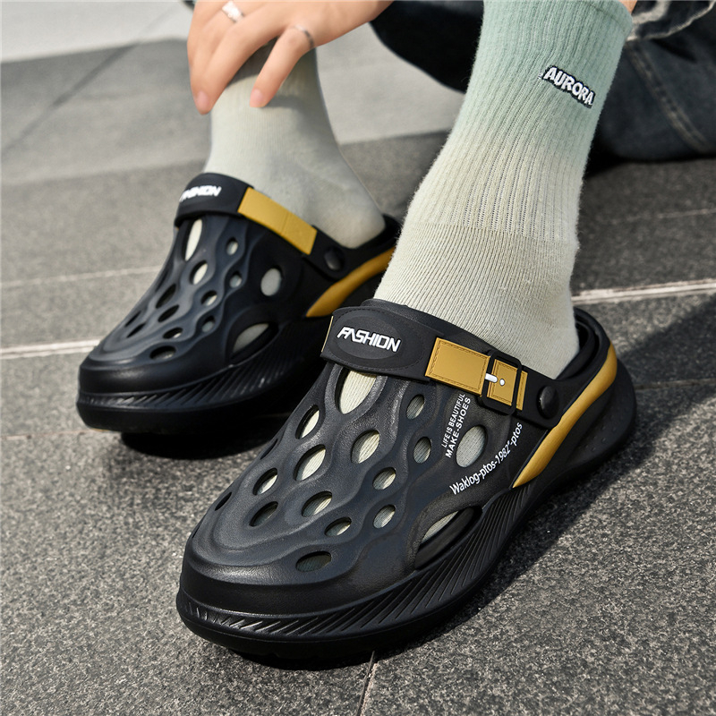 Ανδρικά καλοκαιρινά σανδάλια με επάνω μέρος EVA και σόλα EVA, κλειστό δάχτυλο, ύψος φτέρνας 5 cm, διαπνοή, αδιάβροχα, αντιολισθητικά