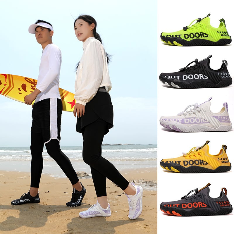 Ötujjas vízicipő hálós felsővel, EVA középtalppal és csúszásmentes gumitalppal úszáshoz, horgászathoz és fitneszhez