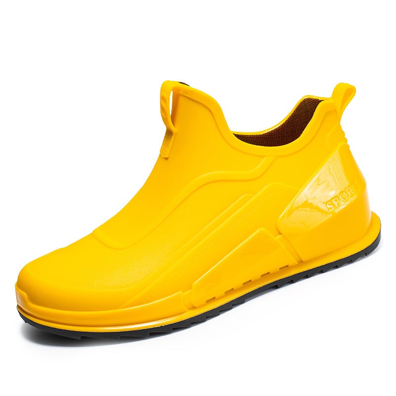 Ανδρικά μποτάκια βροχής σε κορεατικό στυλ, επάνω μέρος PVC, σόλα πλαστική, πάτος EVA, αντιολισθητικά και ανθεκτικά, χαμηλό ύψος, αδιάβροτα εξωτερικού χώρου