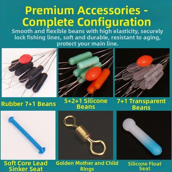 Silicone Space Bean makšķerēšanas komplekts ar peldvietas sēdvietu, osmiņa formas gredzens un galvenā līnija – pilns piederumu komplekts; Izcelsme: Ķīnas kontinentālā daļa