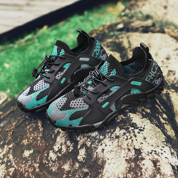 Pantofi de drumeție montană, exterior Flyknit Mesh+TPU, căptușeală din plasă, talpă din cauciuc antiderapant, înălțime joasă, închidere cu bandă elastică