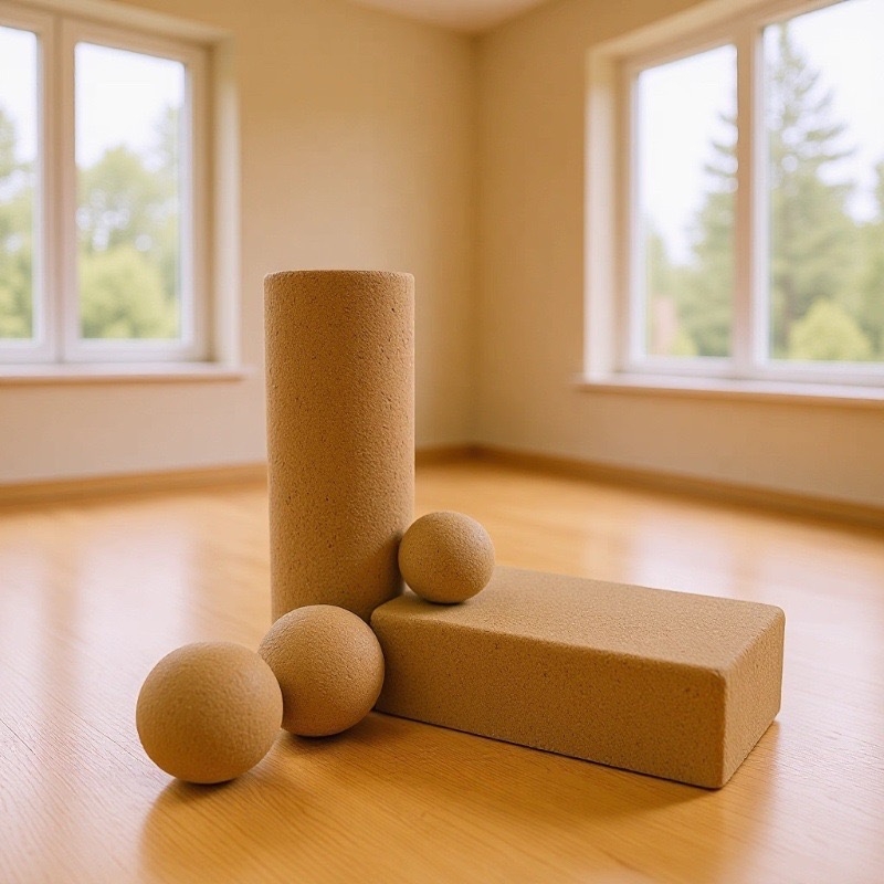 Jógá kiegészítők készlet: parafa sorozat, jóga téglák, jóga kerék, peanut ball, nagy sűrűségű fa jóga oszlop