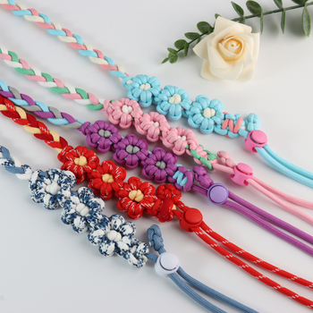 Lanyard pentru telefon cu design floral împletit, reglabil, unisex, din poliester, croitoria manuală, cataramă din plastic, Jing Orange