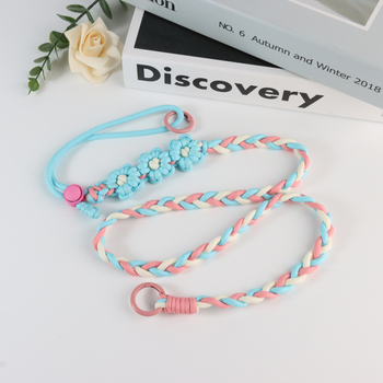 Lanyard pentru telefon cu design floral împletit, reglabil, unisex, din poliester, croitoria manuală, cataramă din plastic, Jing Orange