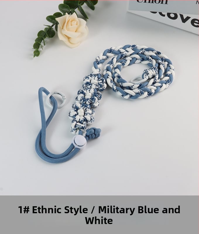 Lanyard pentru telefon cu design floral împletit, reglabil, unisex, din poliester, croitoria manuală, cataramă din plastic, Jing Orange