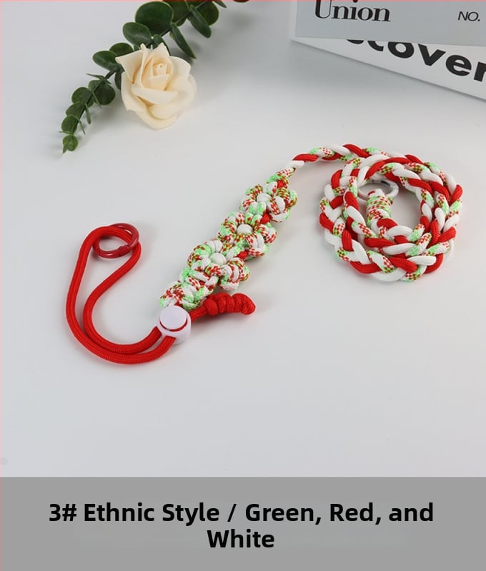 Lanyard pentru telefon cu design floral împletit, reglabil, unisex, din poliester, croitoria manuală, cataramă din plastic, Jing Orange