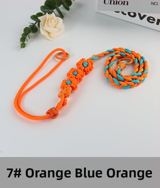 Lanyard pentru telefon cu design floral împletit, reglabil, unisex, din poliester, croitoria manuală, cataramă din plastic, Jing Orange