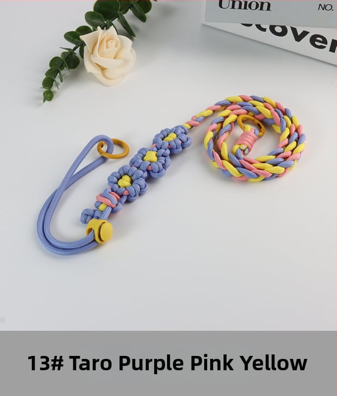 Lanyard pentru telefon cu design floral împletit, reglabil, unisex, din poliester, croitoria manuală, cataramă din plastic, Jing Orange