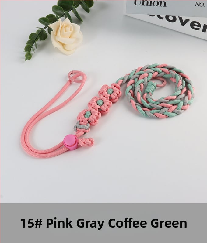 Lanyard pentru telefon cu design floral împletit, reglabil, unisex, din poliester, croitoria manuală, cataramă din plastic, Jing Orange