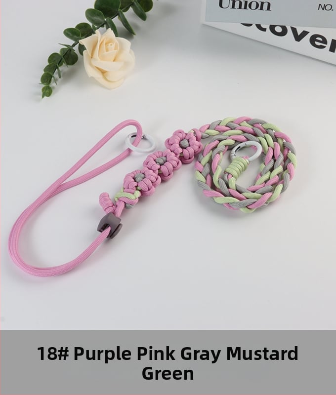 Lanyard pentru telefon cu design floral împletit, reglabil, unisex, din poliester, croitoria manuală, cataramă din plastic, Jing Orange