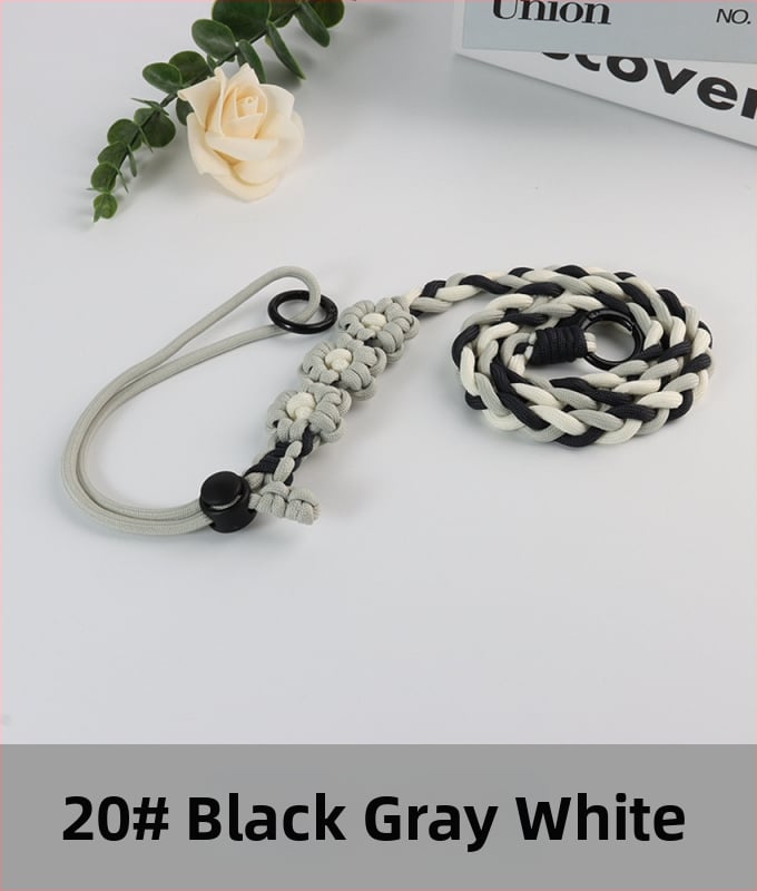 Lanyard pentru telefon cu design floral împletit, reglabil, unisex, din poliester, croitoria manuală, cataramă din plastic, Jing Orange