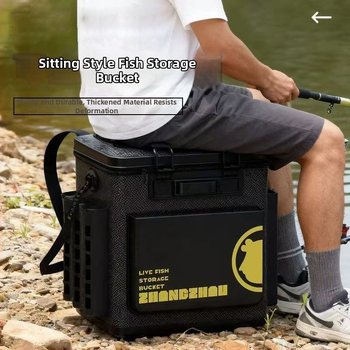 Găleată pentru pești vii cu șezut, capac dur lat, EVA îngroșat, portabilă și ușor de purtat, dintr-o piesă, mare capacitate