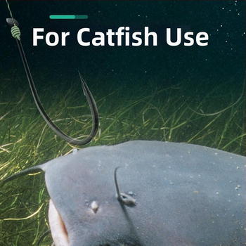 Somas āķu komplekts ar garu rokturi un zobainiem āķiem lielām zivīm