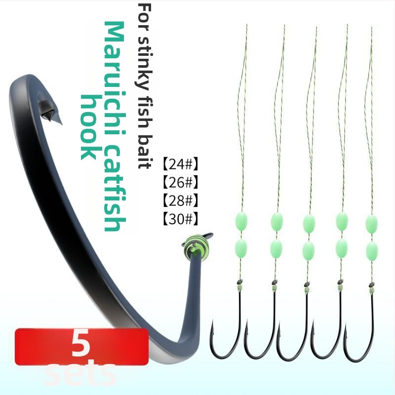 Somas āķu komplekts ar garu rokturi un zobainiem āķiem lielām zivīm
