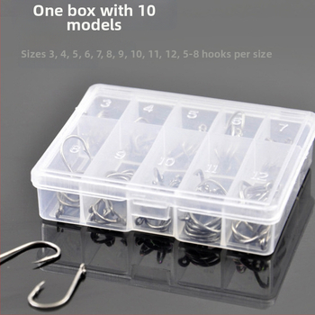 Anova Cârlige de pescuit cu inel, dimensiuni 3–12, set de 500 bucăți în tub