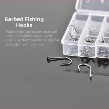 Anova Cârlige de pescuit cu inel, dimensiuni 3–12, set de 500 bucăți în tub