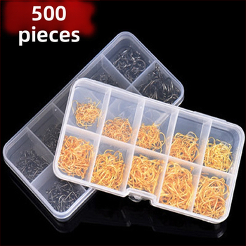 Anova Cârlige de pescuit cu inel, dimensiuni 3–12, set de 500 bucăți în tub