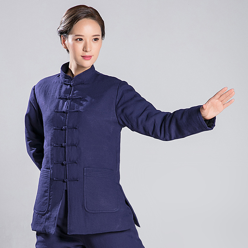 Unisex Tai Chi odjevni set od lana s pamukovom podstavom, jednobojan, za odrasle