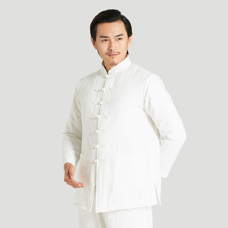 Unisex Tai Chi odjevni set od lana s pamukovom podstavom, jednobojan, za odrasle