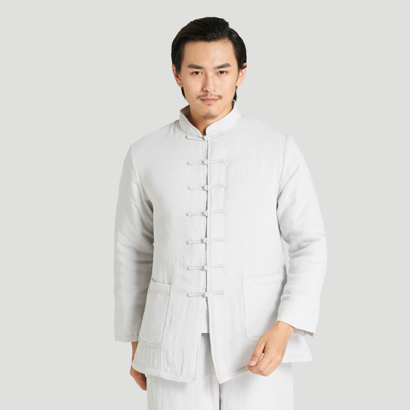 Unisex Tai Chi odjevni set od lana s pamukovom podstavom, jednobojan, za odrasle