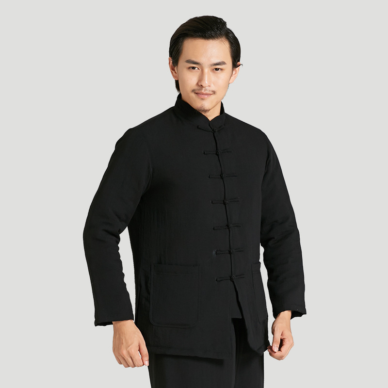 Unisex Tai Chi odjevni set od lana s pamukovom podstavom, jednobojan, za odrasle